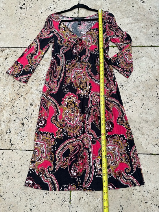 INC International Concept Women's Paisley 3/4 Sleeve MED with elastic empire fit - Picture 3 of 10